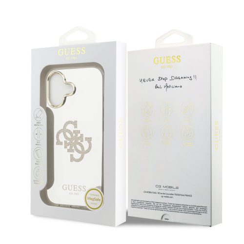 Guess PC/TPU Mirror 4G Glitter Logo MagSafe tok, iPhone 17 - arany