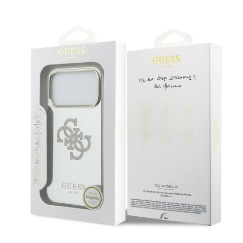 Guess PC/TPU Mirror 4G Glitter Logo MagSafe tok, iPhone 17 Pro  - arany