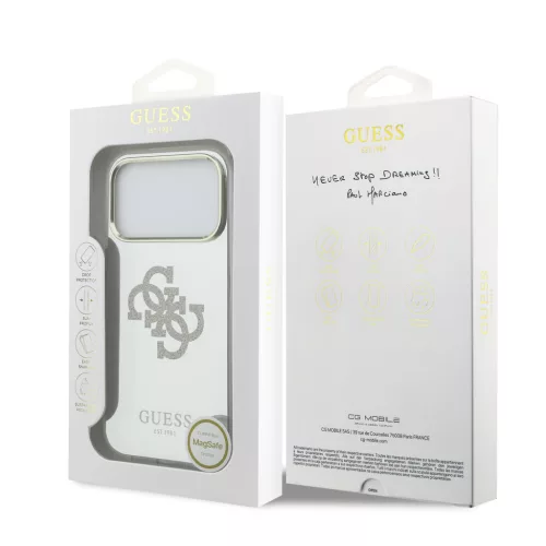 Guess PC/TPU Mirror 4G Glitter Logo MagSafe tok, iPhone 17 Pro Max - arany