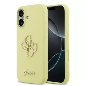 Guess Liquid Silicone 4G Metal Logo tok, iPhone 17 - sárga