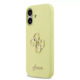 Guess Liquid Silicone 4G Metal Logo tok, iPhone 17 - sárga