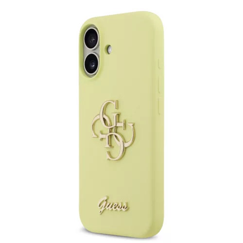 Guess Liquid Silicone 4G Metal Logo tok, iPhone 17 - sárga
