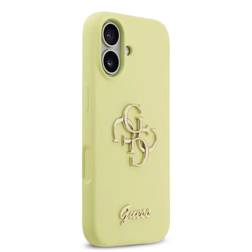 Guess Liquid Silicone 4G Metal Logo tok, iPhone 17 - sárga