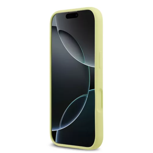 Guess Liquid Silicone 4G Metal Logo tok, iPhone 17 - sárga
