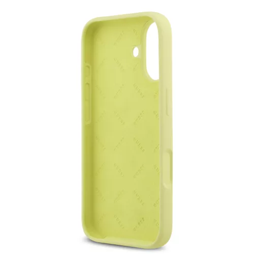 Guess Liquid Silicone 4G Metal Logo tok, iPhone 17 - sárga