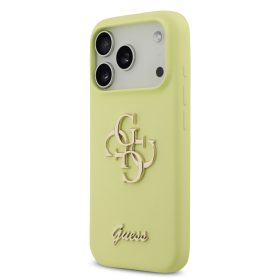  Guess Liquid Silicone 4G Metal Logo tok, iPhone 17 Pro - sárga
