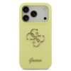 Guess Liquid Silicone 4G Metal Logo tok, iPhone 17 Pro - sárga