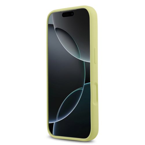 Guess Liquid Silicone 4G Metal Logo tok, iPhone 17 Pro - sárga