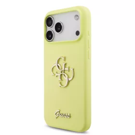   Guess Liquid Silicone 4G Metal Logo tok, iPhone 17 Pro Max - sárga