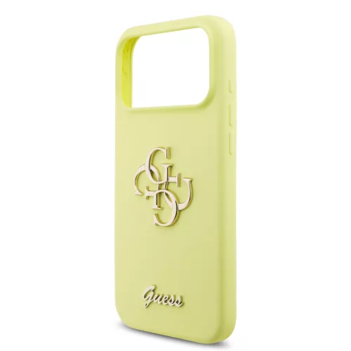 Guess Liquid Silicone 4G Metal Logo tok, iPhone 17 Pro Max - sárga
