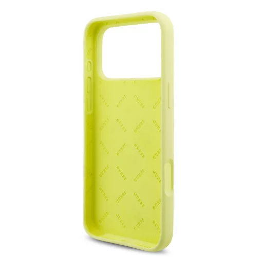 Guess Liquid Silicone 4G Metal Logo tok, iPhone 17 Pro Max - sárga