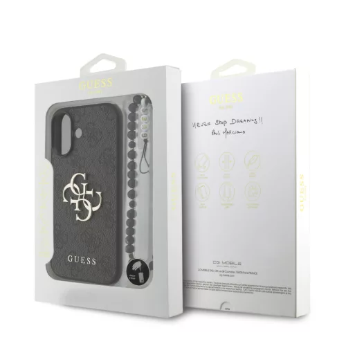 Guess PU 4G Metal Logo Strap tok, iPhone 17 - fekete -