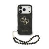 Guess PU 4G Metal Logo Strap tok, iPhone 17 Pro - fekete