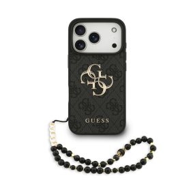 Guess PU 4G Metal Logo Strap tok, iPhone 17 Pro - fekete