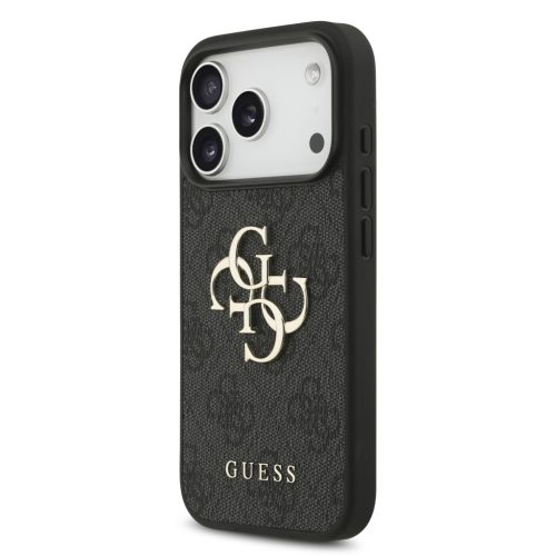 Guess PU 4G Metal Logo Strap tok, iPhone 17 Pro - fekete