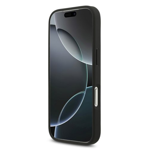 Guess PU 4G Metal Logo Strap tok, iPhone 17 Pro - fekete