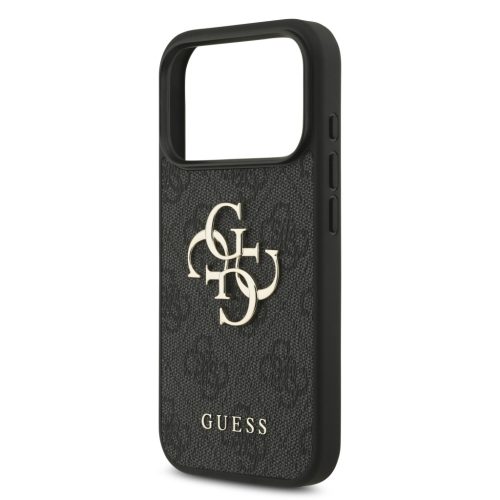 Guess PU 4G Metal Logo Strap tok, iPhone 17 Pro - fekete