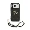 Guess PU 4G Metal Logo Strap tok, iPhone 17 Pro Max - fekete