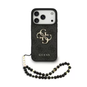Guess PU 4G Metal Logo Strap tok, iPhone 17 Pro Max - fekete