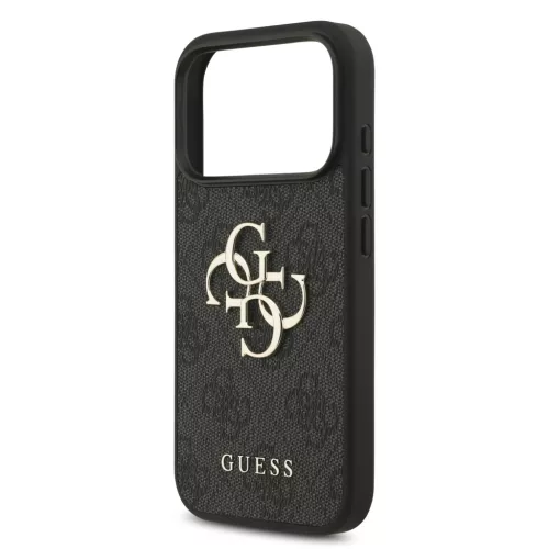 Guess PU 4G Metal Logo Strap tok, iPhone 17 Pro Max - fekete