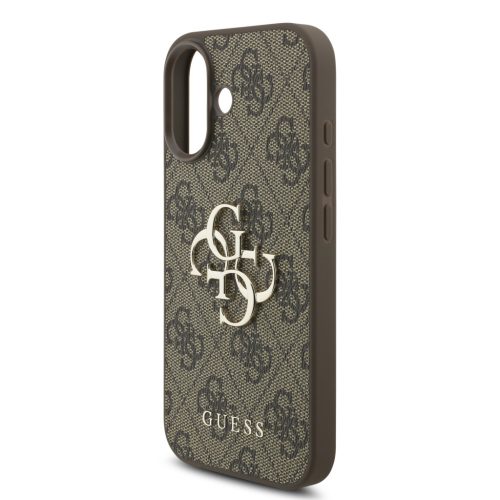 Guess PU 4G Metal Logo Strap tok, iPhone 17 Pro - barna