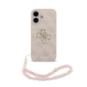 Guess PU 4G Metal Logo Strap tok, iPhone 17 - rózsaszín