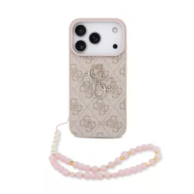   Guess PU 4G Metal Logo Strap tok, iPhone 17 Pro Max - rózsaszín