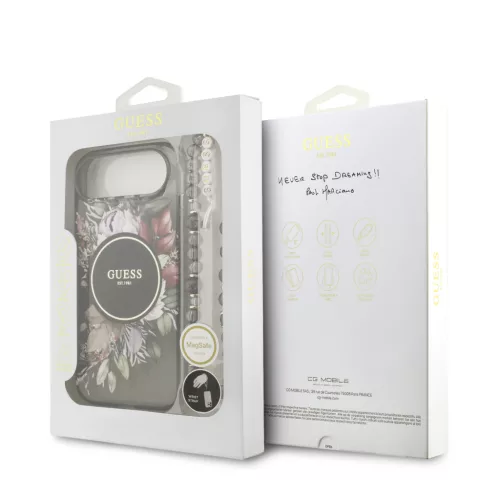  Guess IML Flowers Strap MagSafe tok, iPhone Air - fekete