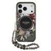 Guess IML Flowers Strap MagSafe tok, iPhone 17 Pro - fekete