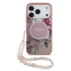 Guess IML Flowers Strap MagSafe tok, iPhone 17 Pro Max - rózsaszín