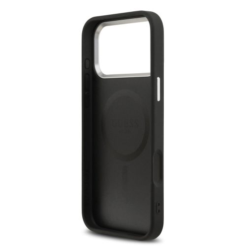Guess PU Leather Triangle Logo MagSafe tok, iPhone 17 Pro - fekete
