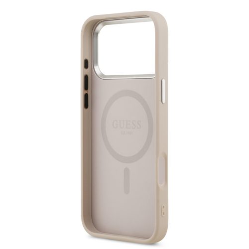 Guess PU Leather Triangle Logo MagSafe tok, iPhone 17 Pro - rózsaszín