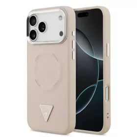   Guess PU Leather Triangle Logo MagSafe tok, iPhone 17 Pro Max - rózsaszín
