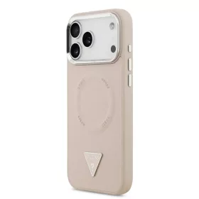   Guess PU Leather Triangle Logo MagSafe tok, iPhone 17 Pro Max - rózsaszín
