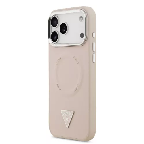 Guess PU Leather Triangle Logo MagSafe tok, iPhone 17 Pro Max - rózsaszín