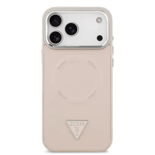 Guess PU Leather Triangle Logo MagSafe tok, iPhone 17 Pro Max - rózsaszín