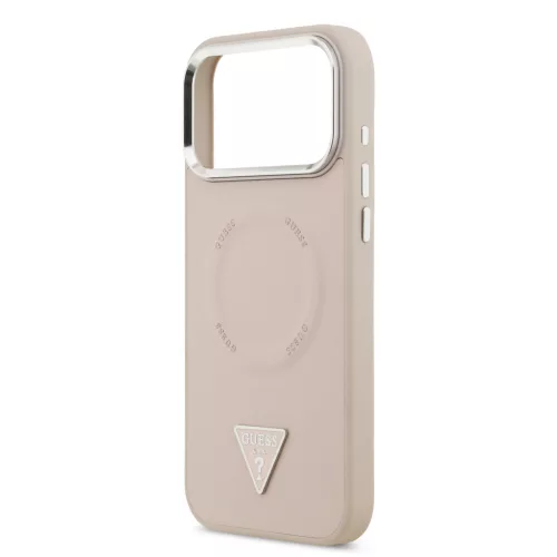 Guess PU Leather Triangle Logo MagSafe tok, iPhone 17 Pro Max - rózsaszín