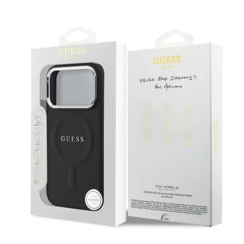 Guess PU Saffiano MagSafe tok, iPhone 17 Pro Max - fekete