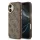 Guess PU Leather 4G arany Frame MagSafe tok, iPhone 17 - barna