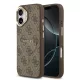 Guess PU Leather 4G arany Frame MagSafe tok, iPhone 17 - barna