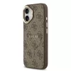 Guess PU Leather 4G arany Frame MagSafe tok, iPhone 17 - barna
