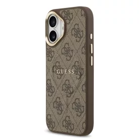   Guess PU Leather 4G arany Frame MagSafe tok, iPhone 17 - barna