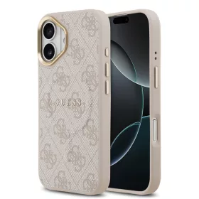   Guess PU Leather 4G - arany Frame MagSafe tok, iPhone 17 - rózsaszín