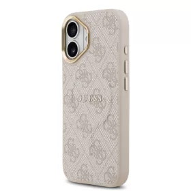   Guess PU Leather 4G - arany Frame MagSafe tok, iPhone 17 - rózsaszín