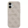 Guess PU Leather 4G - arany Frame MagSafe tok, iPhone 17 - rózsaszín