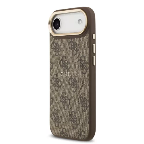 Guess PU Leather 4G arany keretes MagSafe tok, iPhone Air - barna