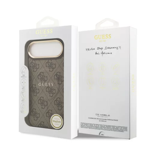 Guess PU Leather 4G arany keretes MagSafe tok, iPhone Air - barna