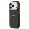 Guess PU Leather 4G arany Frame MagSafe tok, iPhone 17 Pro - fekete