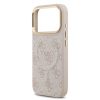 Guess PU Leather 4G - arany Frame MagSafe tok, iPhone 17 Pro - rózsaszín