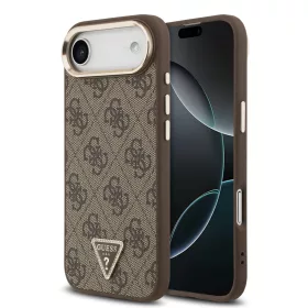   Guess PU Leather 4G Strass háromszög logós arany keretes MagSafe tok iPhone Air - barna